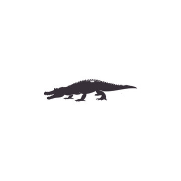 recommend clip art: A crocodile silhouette vector art illustration isolated in white background