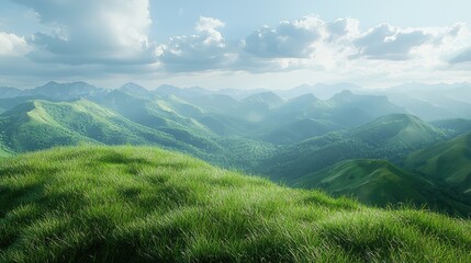Scenic Hilltop View Over Grassy Landscape