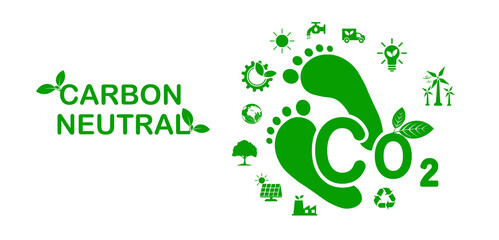 CO2 related vector illustration includes icons such as greenhouse gas emission level, eco-friendly production, earth etc. along with green icons.