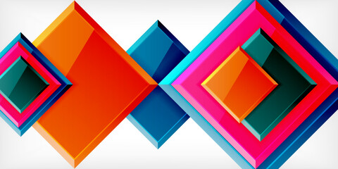 Colorful squares with reflections abstract background design. Vector Illustration For Wallpaper, Banner, Background, Card, Book Illustration, landing page