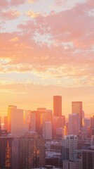 Fototapeta premium Sunlit City Skyline at Dusk