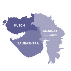Gujarat map with region wise
