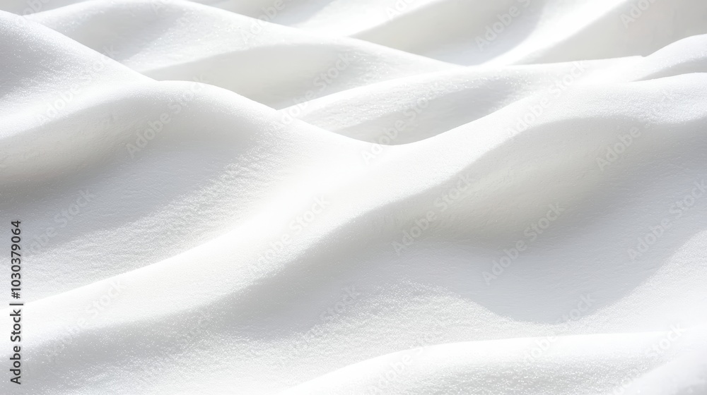 Poster sunlight is reflecting off the surface of freshly fallen snow, creating soft shadows and highlightin