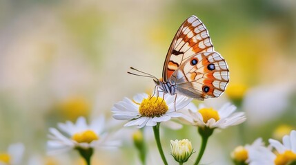 Fototapeta premium A butterfly resting on a flower, representing the lightness of mental clarity