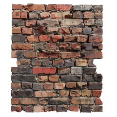 Obraz premium Old and damaged brick wall, with chipping paint revealing a crumbling brick facade