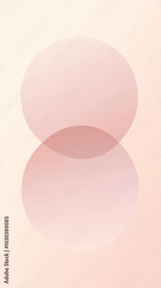 Poster Abstract minimalist background with two pink circles overlapping on a light pink background, creating a soft and delicate aesthetic