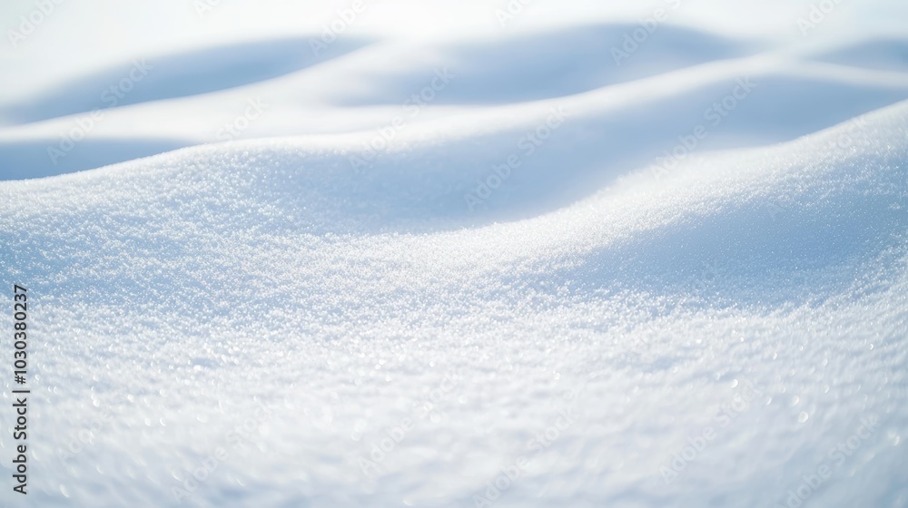 Poster sunlight reflecting on smooth snowdrift surface, creating sparkling texture in serene winter wonderl