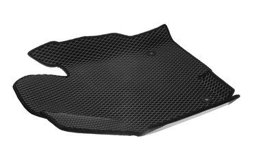One black rubber car mat isolated on white