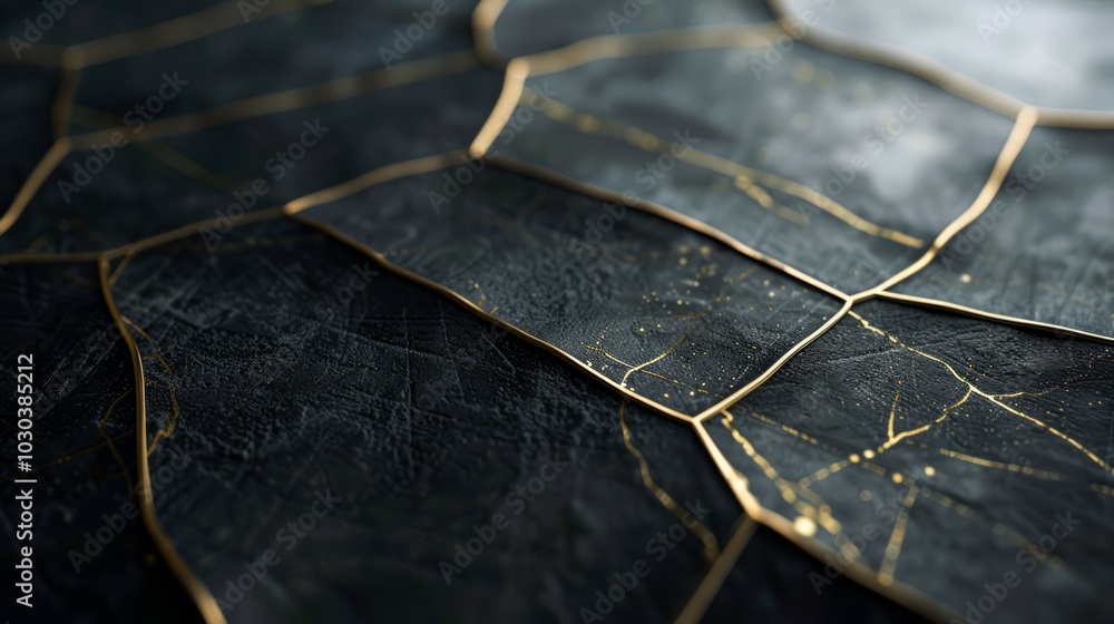 Poster the shapes are outlined with thin, gold lines that add a sense of definition and elegance. abstract 
