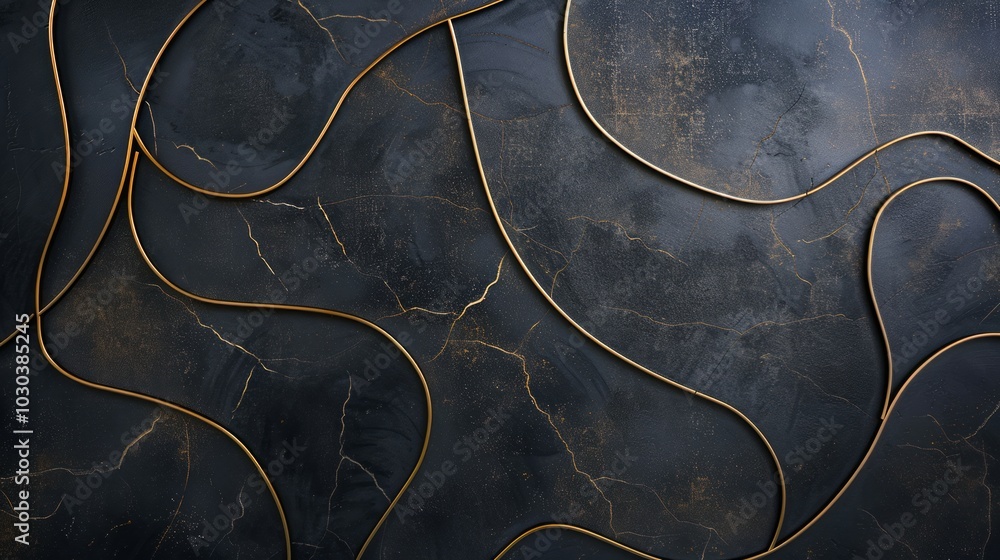 Aufkleber the shapes are outlined with thin, gold lines that add a sense of definition and elegance. abstract 