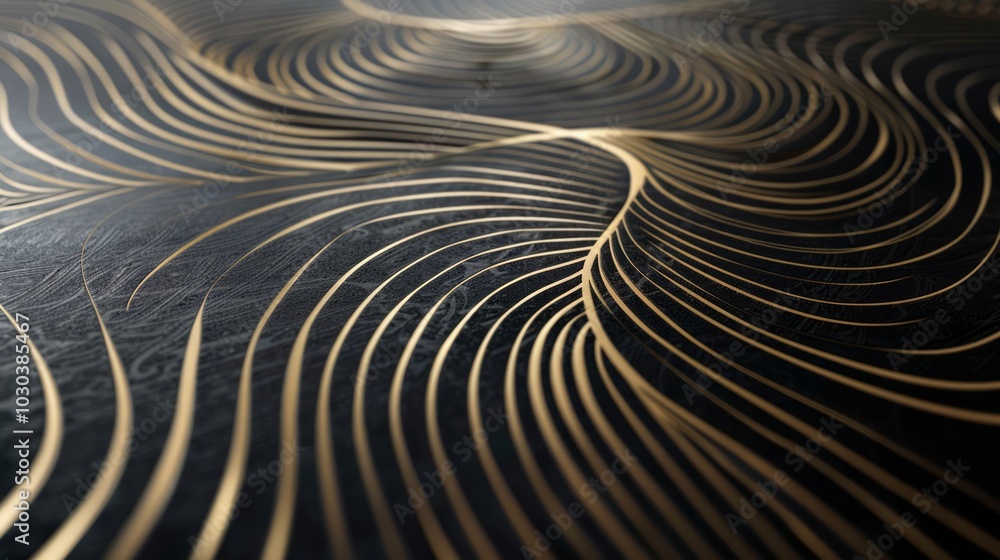 Poster the shapes are outlined with thin, gold lines that add a sense of definition and elegance. abstract 
