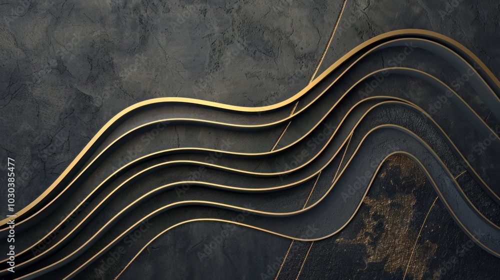 Poster the shapes are outlined with thin, gold lines that add a sense of definition and elegance. abstract 