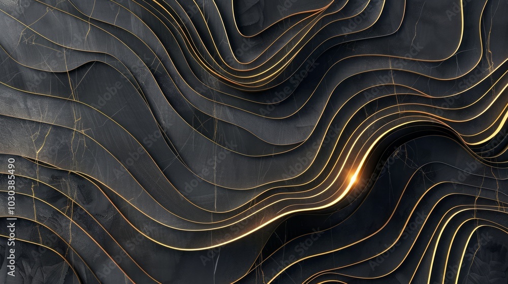 Aufkleber the shapes are outlined with thin, gold lines that add a sense of definition and elegance. abstract 