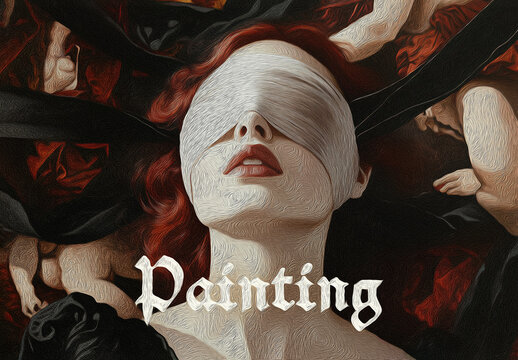 Oil Paint Photo Effect Mockup
