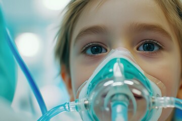 Child with Oxygen Mask in Medical Environment