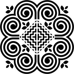 The spiral lines are designed in an ancient Hmong pattern similar to a shell pattern and combined with a modern design.