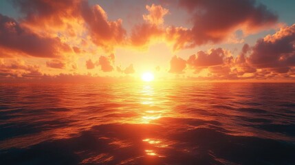 Obraz premium A glowing sunrise over the ocean, symbolizing hope, peace, and a fresh start