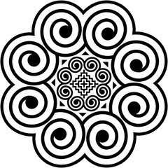 The spiral lines are designed in an ancient Hmong pattern similar to a shell pattern and combined with a modern design.