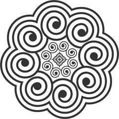 Fototapeta premium The spiral lines are designed in an ancient Hmong pattern similar to a shell pattern and combined with a modern design.