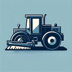 Road sweeper cleaner truck, flat illustration, construction and mega project development machines and drives