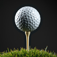 A golf ball teed up isolated on black background