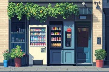 Vending Machines Outside a Cozy Shopfront