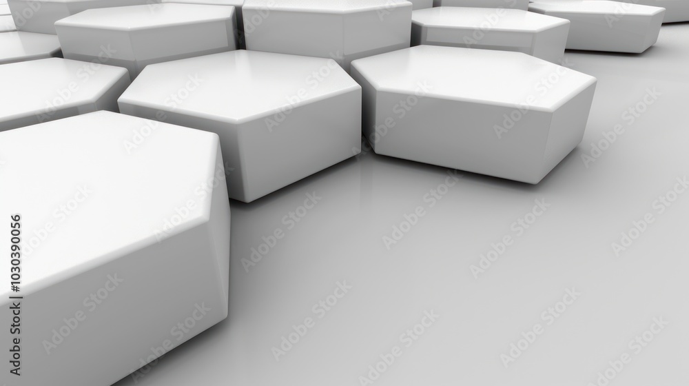 Poster white hexagonal shapes arranged in a pattern