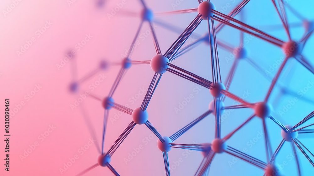 Poster a colorful abstract representation of a network of nodes and connections, showcasing modern technolo