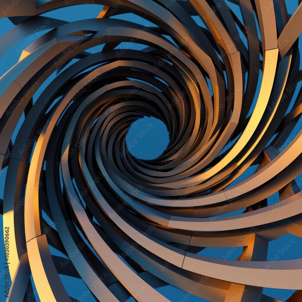 Poster a mesmerizing spiral structure with smooth, flowing lines and a captivating play of light and shadow