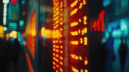 Obraz premium Stock Market Ticker Close-Up Display