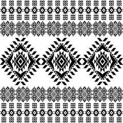 American seamless black white tribal ethnic native pattern.Traditional Navajo,Aztec,Apache,Southwest style fabric pattern.Abstract vector motif.For fabric,clothing,blanket,carpet,woven,wrap,decoration