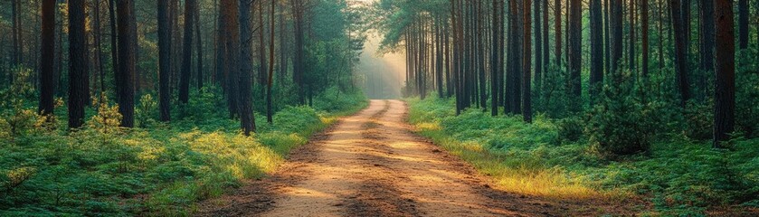 Obraz premium A path leading through a peaceful forest, representing the journey to mental health