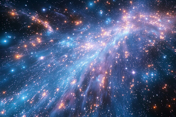 Fototapeta premium Abstract cosmos space background with a multiple space elements, forming a cascade of reaction of space dust in the galaxy