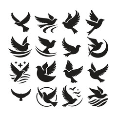 Fototapeta premium silhouette Flying bird vector set with white background