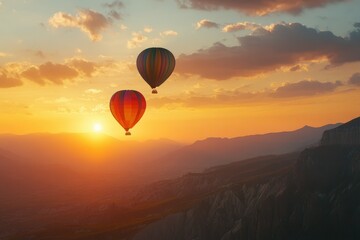 Fototapeta premium Colorful Hot Air Balloons at Stunning Sunset View
