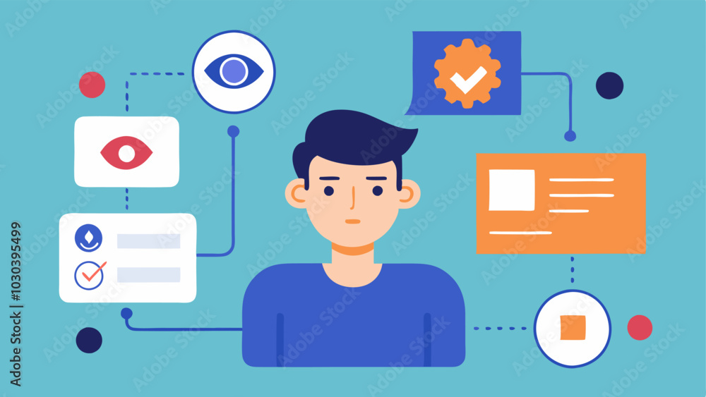 Poster visual feedback a user navigating a software application with highlighted interactive elements that 
