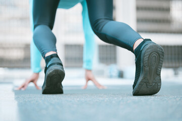 Legs, athlete and runner for race, sprint and exercise for practice, fitness and wellness as...