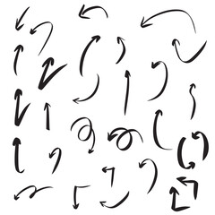 The collection of hand drawn arrows. Arrows set on the white background.	
