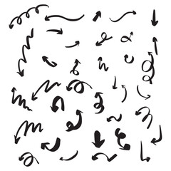 The collection of hand drawn arrows. Arrows set on the white background.	
