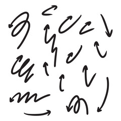 The collection of hand drawn arrows. Arrows set on the white background.	
