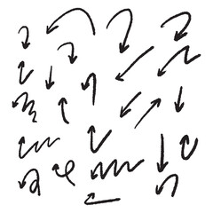 The collection of hand drawn arrows. Arrows set on the white background.	
