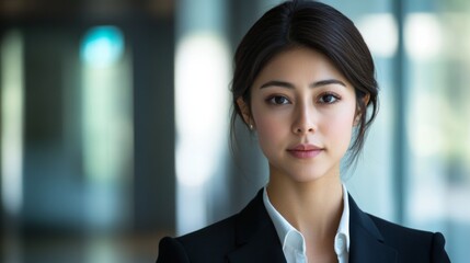 Obraz premium Confident Businesswoman in Modern Office Setting