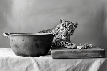 Leopard in der Küche