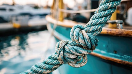 Fototapeta premium Close-Up of Knots on a Docked Ship
