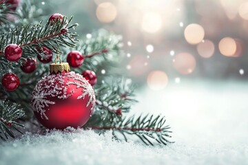 Christmas Season Background with Bauble Balls