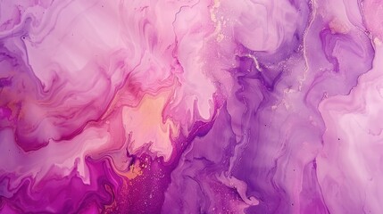 Fototapeta premium Abstract Swirling Pink and Purple Liquid with Gold Glitter