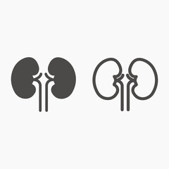 Kidney, organ, medical icon vector set	