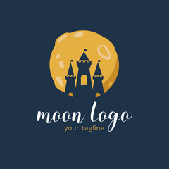 Moon logo. The image of the castle on the moon background.