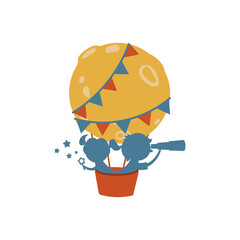 Children fly in the Moon like in a hot air baloon