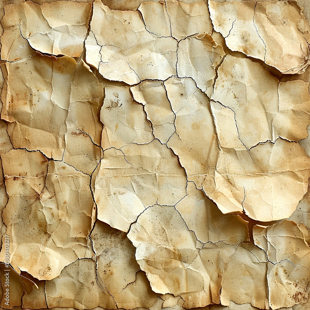 Poster aged parchment with intricate creases and a warm, rustic texture on display